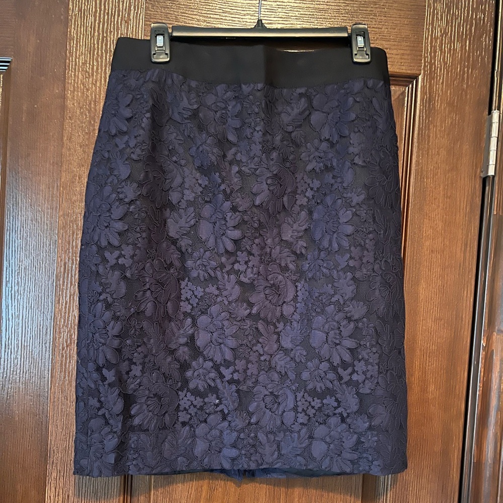 J. Crew Dark Blue Floral Pencil Skirt